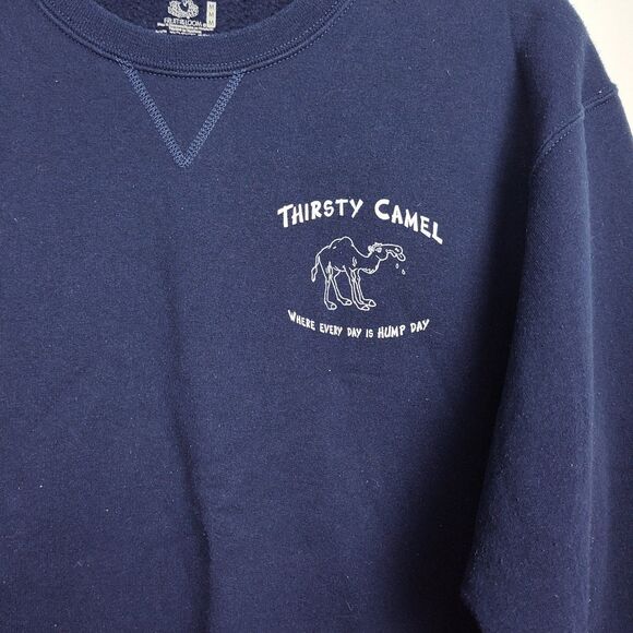 Hanes Thirsty Camel Crew Neck Sweatshirt Men's M Dk Blue Graphic Print Pullover - Picture 3 of 12
